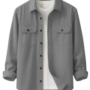 DEELMO Men’s Stylish Cotton Blend Casual Shirt || Full Sleeve Button-Down Shirt with Dual Flap Pockets || Comfortable Breathable Fabric || Perfect for Casual Office and Outing Wear
